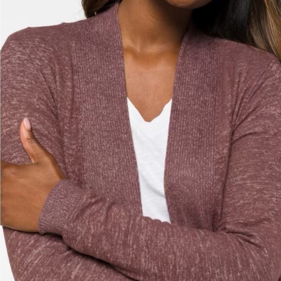 Bobeau XL Jemmy Heathered Purple Brushed Open Front Drape Cardigan Sweater - Picture 2 of 12